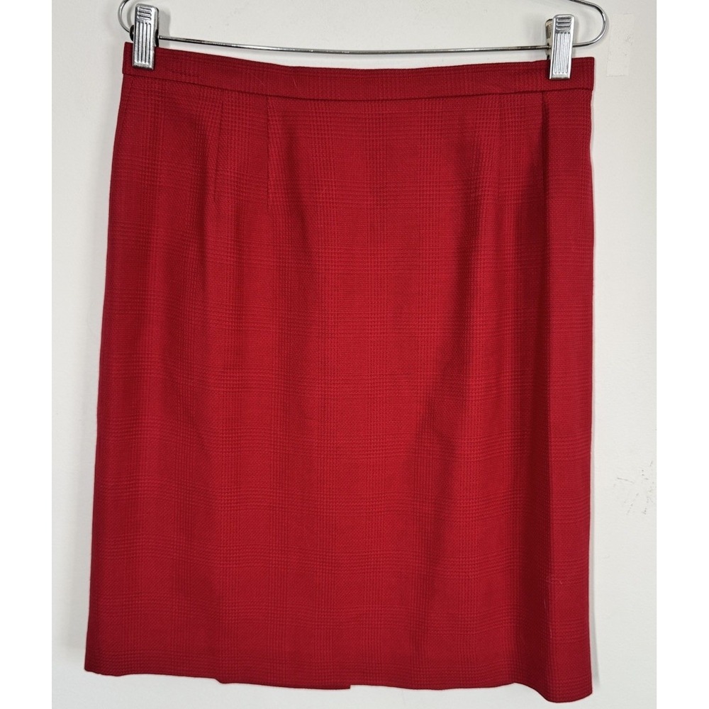 Talbots Wool Blend Red Glenn Plaid Pencil Skirt Sz 12 Academia Career Christmas